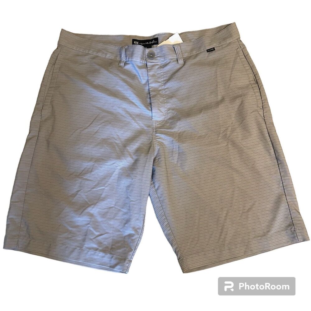 Travis Mathew Golf Shorts Mens 36 Blue Micro Stripe Active Stretch